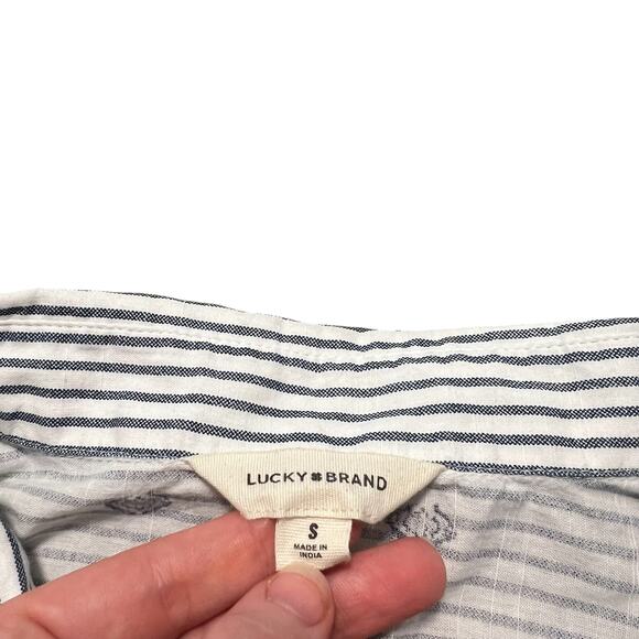 LUCKY BRAND Women’s Striped Collared Button Down Blouse Size S - Picture 5 of 7